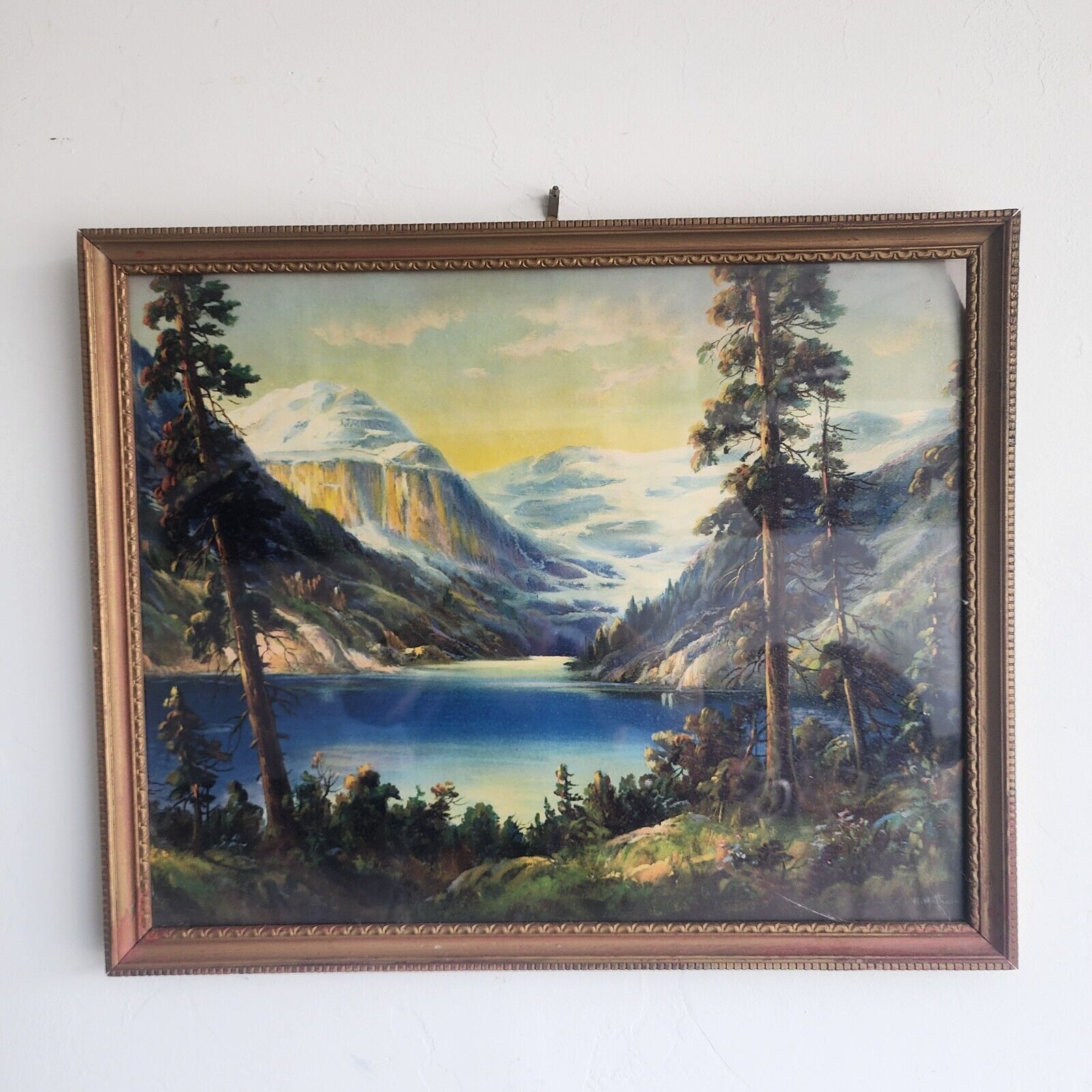 Antique Vintage Lithograph W. M. Thompson Lake Louise Original Framed 22\