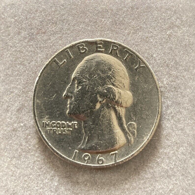 1967 Washington Quarter- No Mint Mark  Letters Rim Error