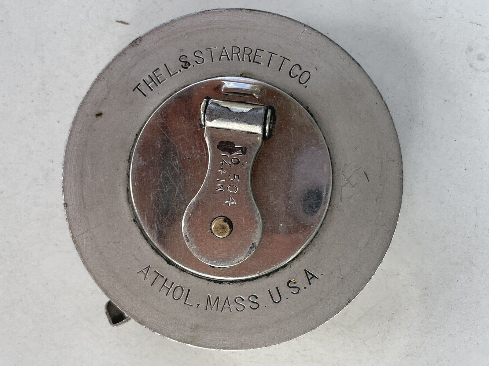 L. S. Starrett Co. Athol , Mass 12FT/144in Steel Tape Measure vintage no. 504