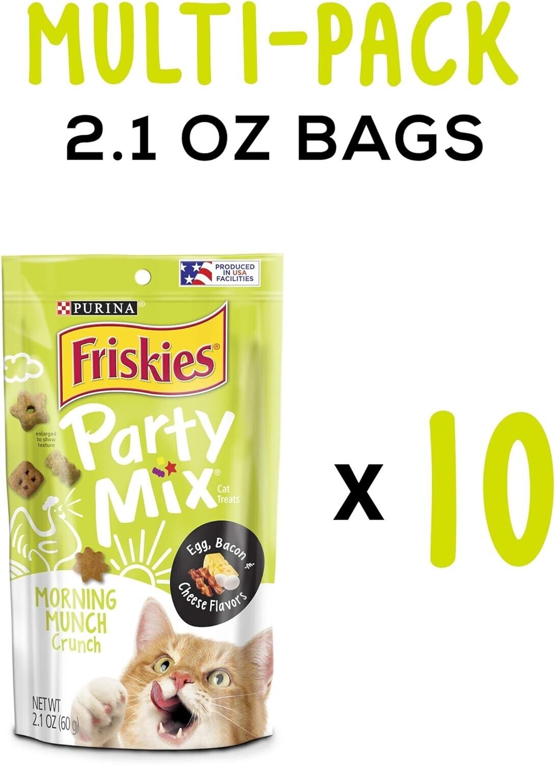 Friskies Party Mix Morning Munch Crunch Flavor Crunchy Cat Treats 2.1 oz Lot 10
