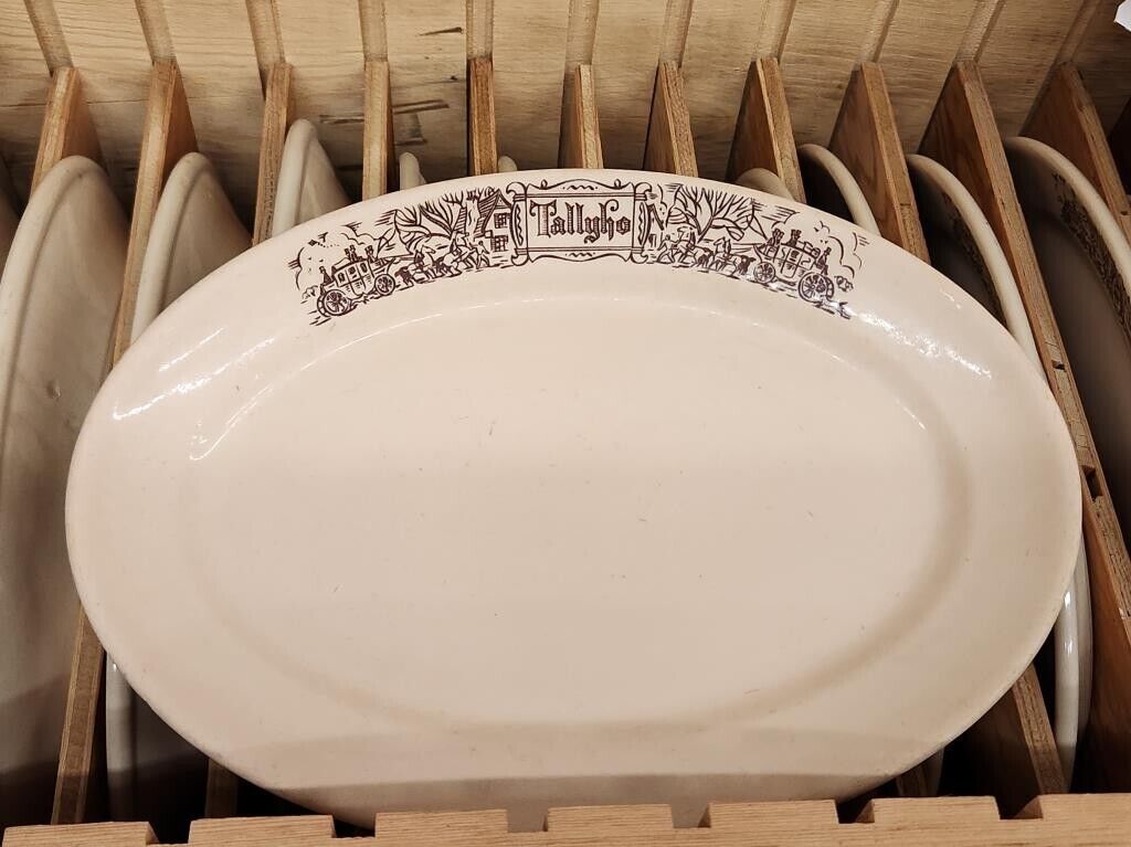 Vintage RARE Wallace China Tally Ho Pattern Dinner PlattersLast known to exist. 