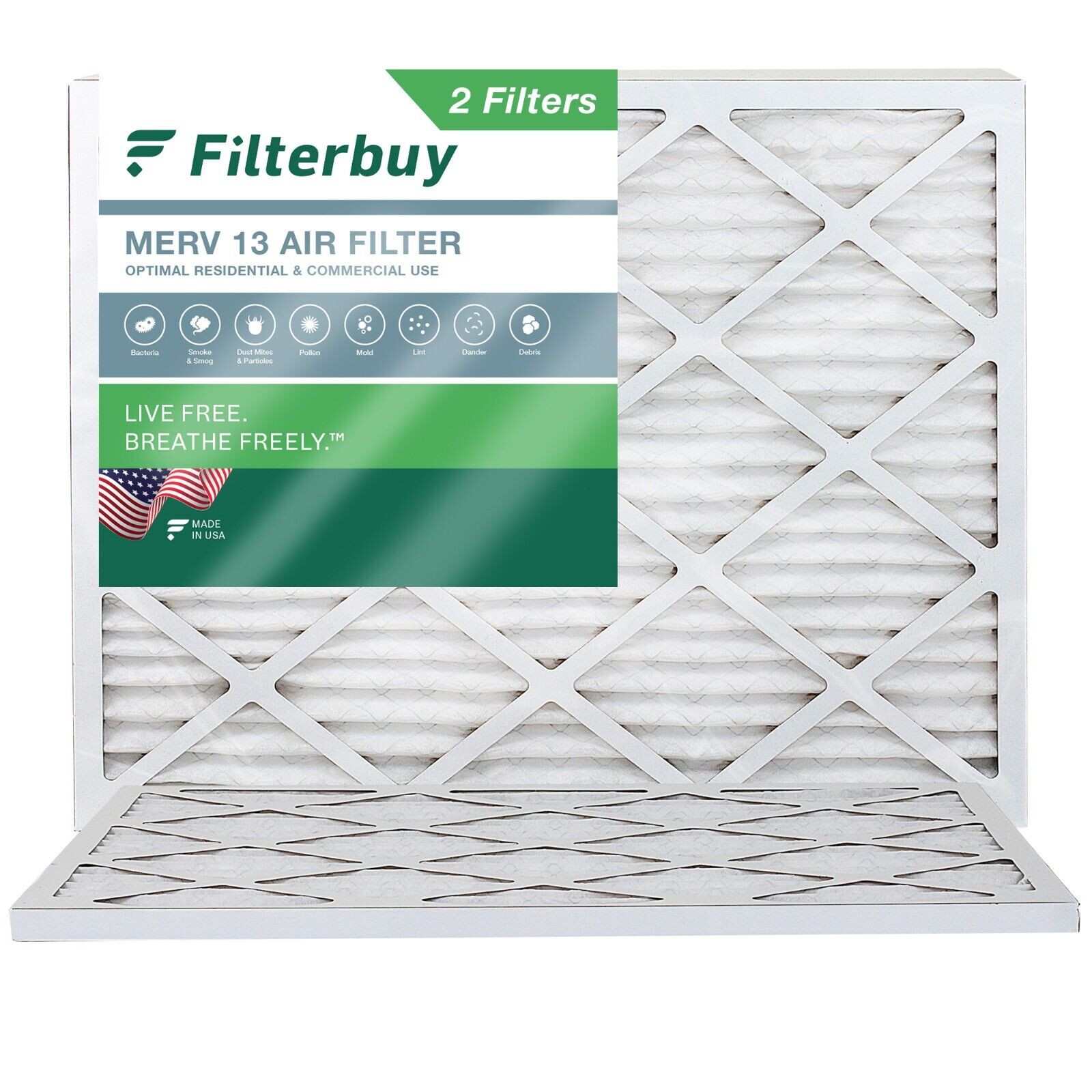 Filterbuy 20x25x1 Pleated Air Filters, Replacement for HVAC AC Furnace (MERV 13)