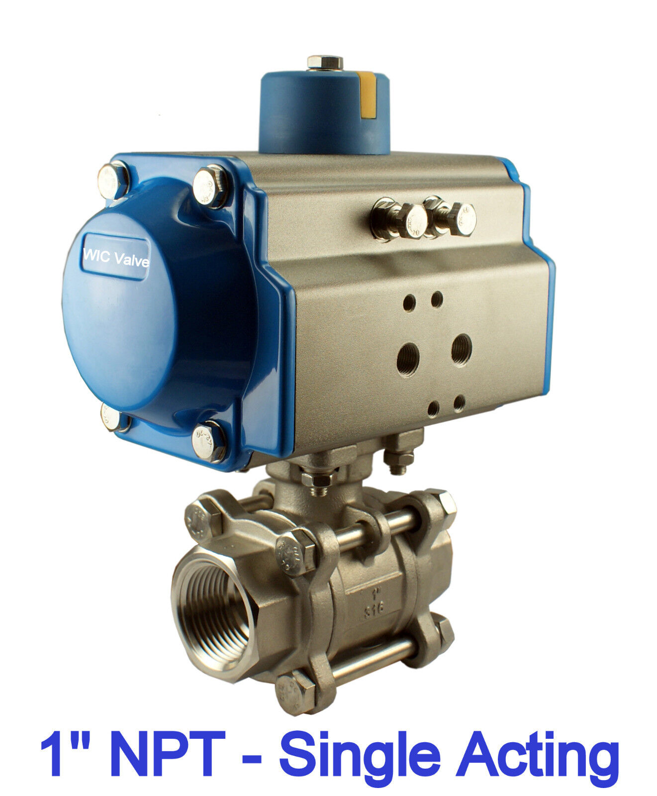 1 Inch Pneumatic Air Actuated Stainless Ball Valve Single Acting Normally Closed