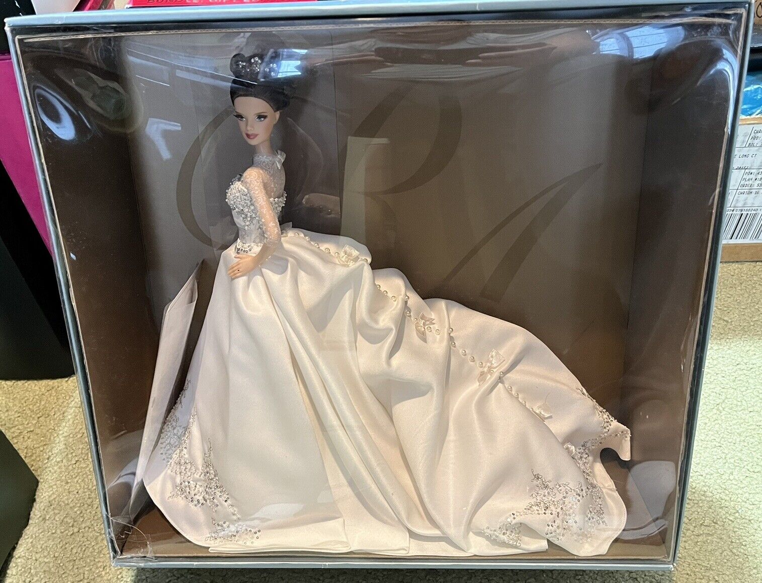 Mattel Reem Acra Bride Barbie Collector Gold Label 2007 Silkstone 16” X 15” X 6”