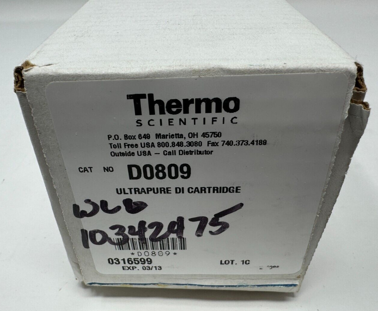 Thermo Fisher Deionizer Cartridges water purification filter D0809 EXP 3/2013