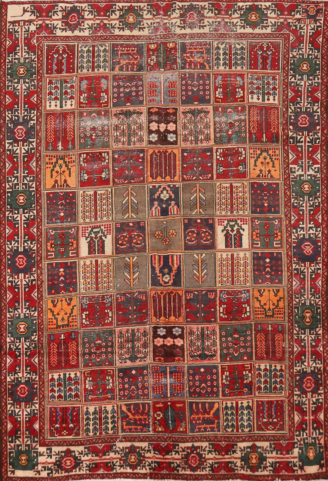 Vintage Garden Design Bakhtiari Traditional Area Rug Handmade Wool Carpet 6x9