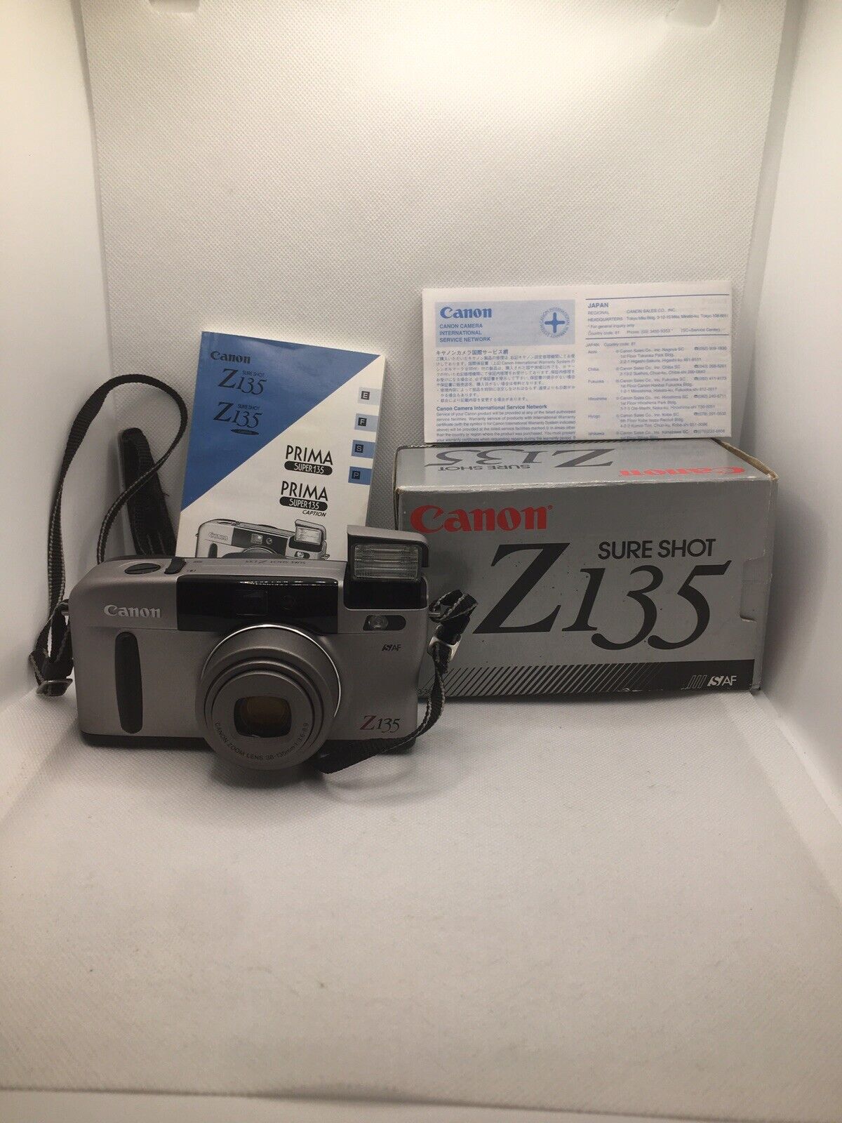 Vintage Canon Sure Shot Z135 SAF 35mm Point Shoot Film Camera With Box & Manual