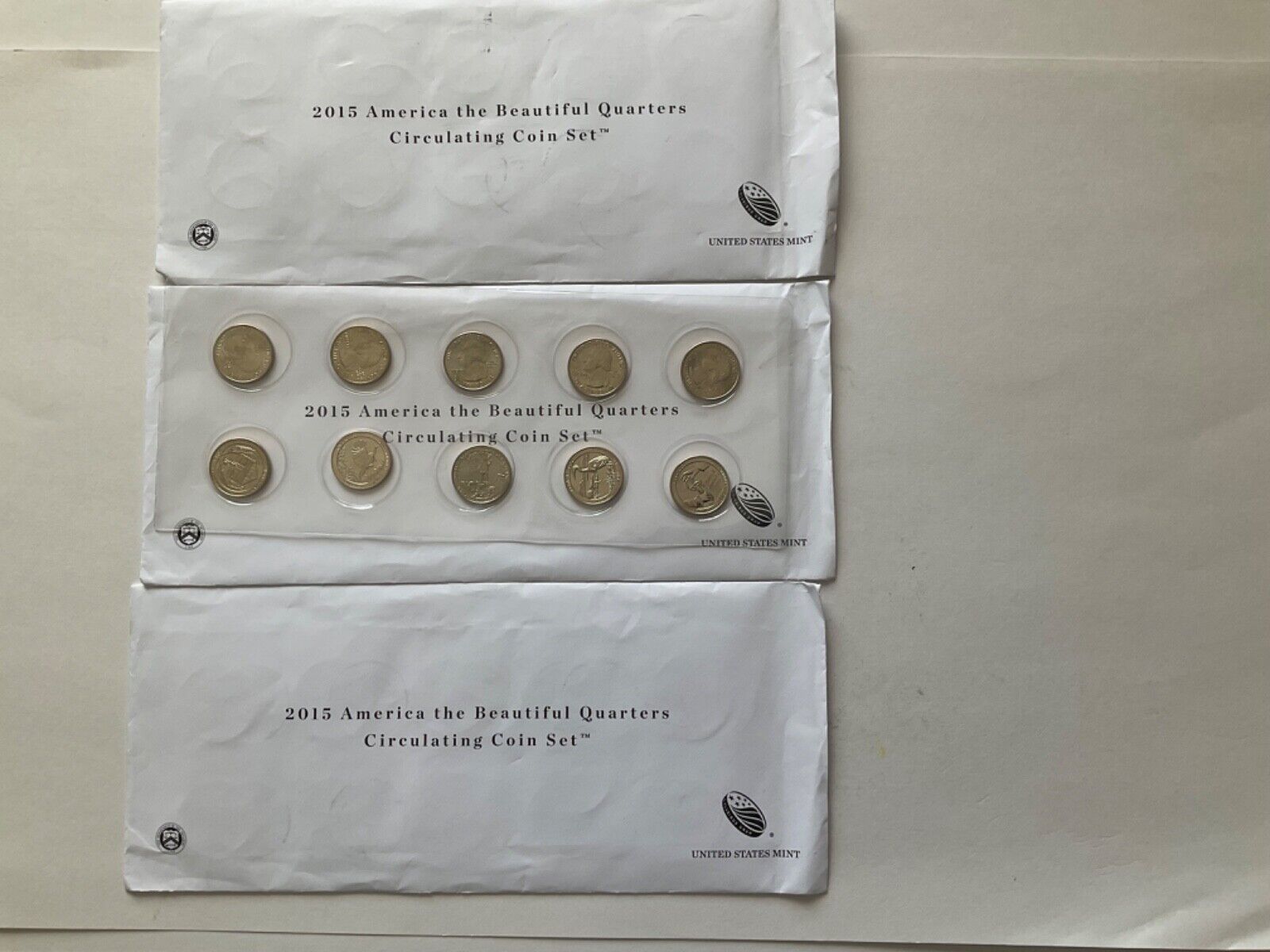 2015 American the Beautiful Quarters Circulating P&D 10 Coin Mint Set