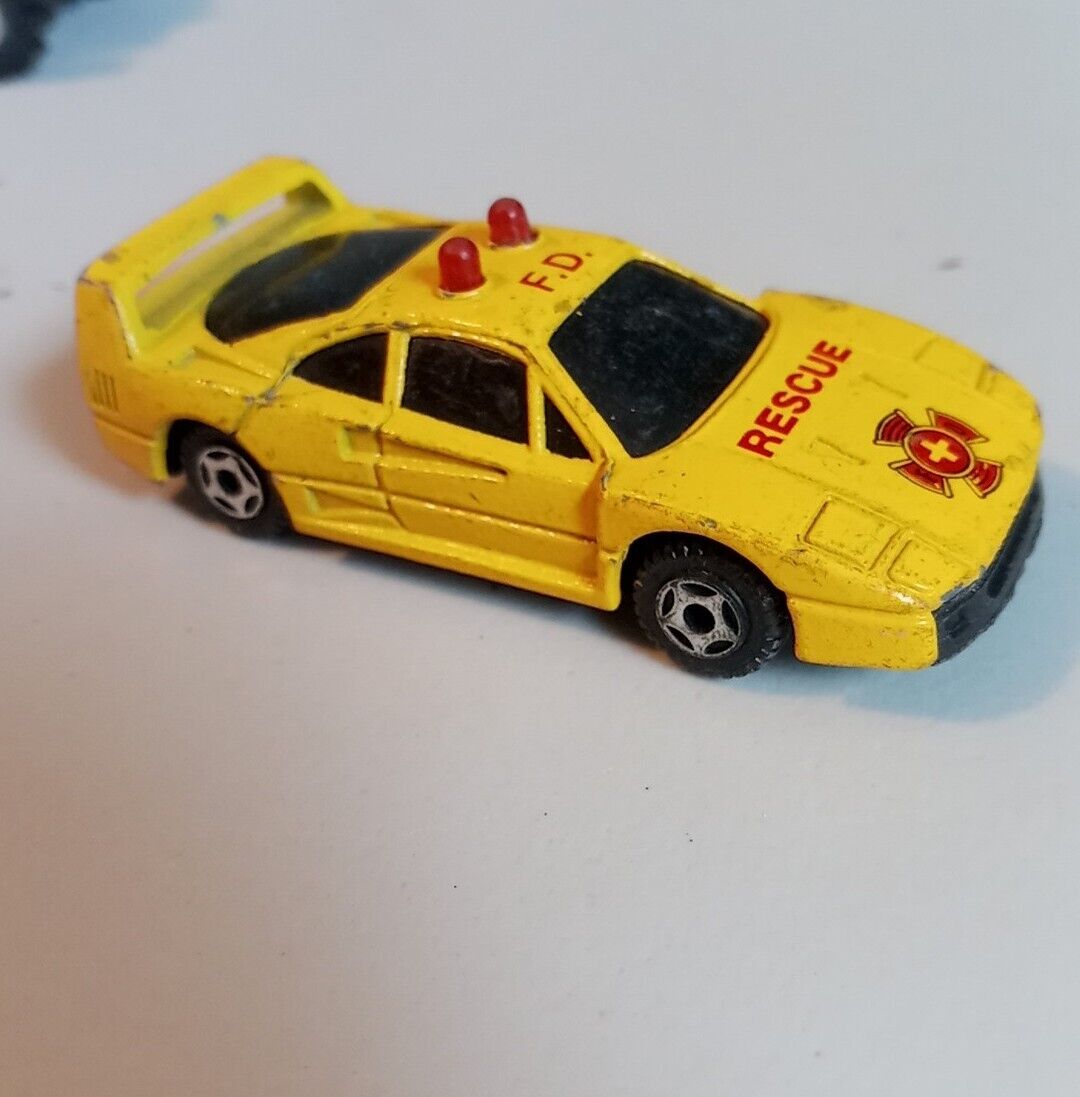 1989 Soma Yellow Ferrari Fire Department Patrol Car 1:64 Untested SEE PICS