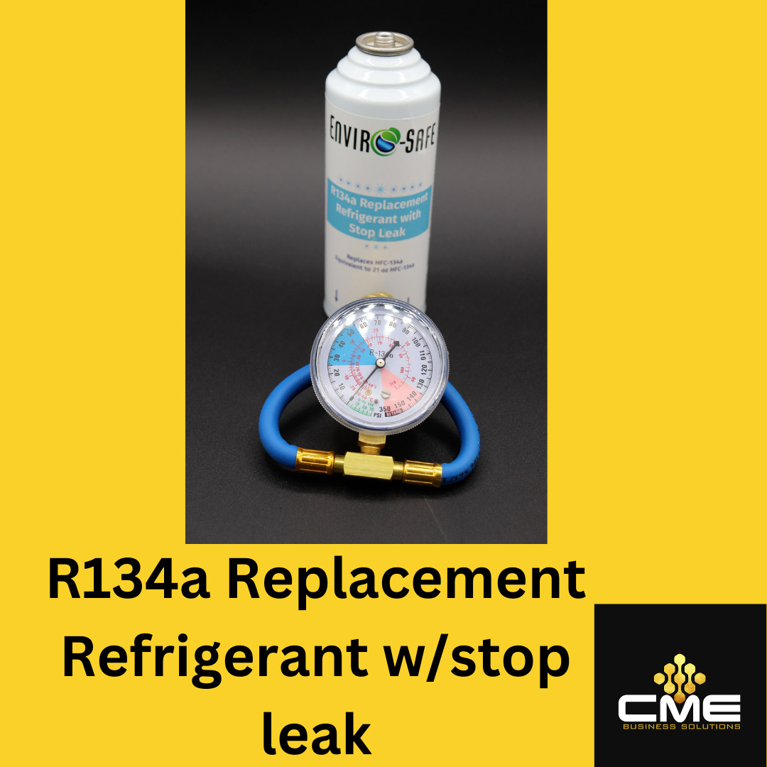 Enviro-Safe Auto A/C R134a Replacement Refrigerant with Stop Leak 8oz can Gauge