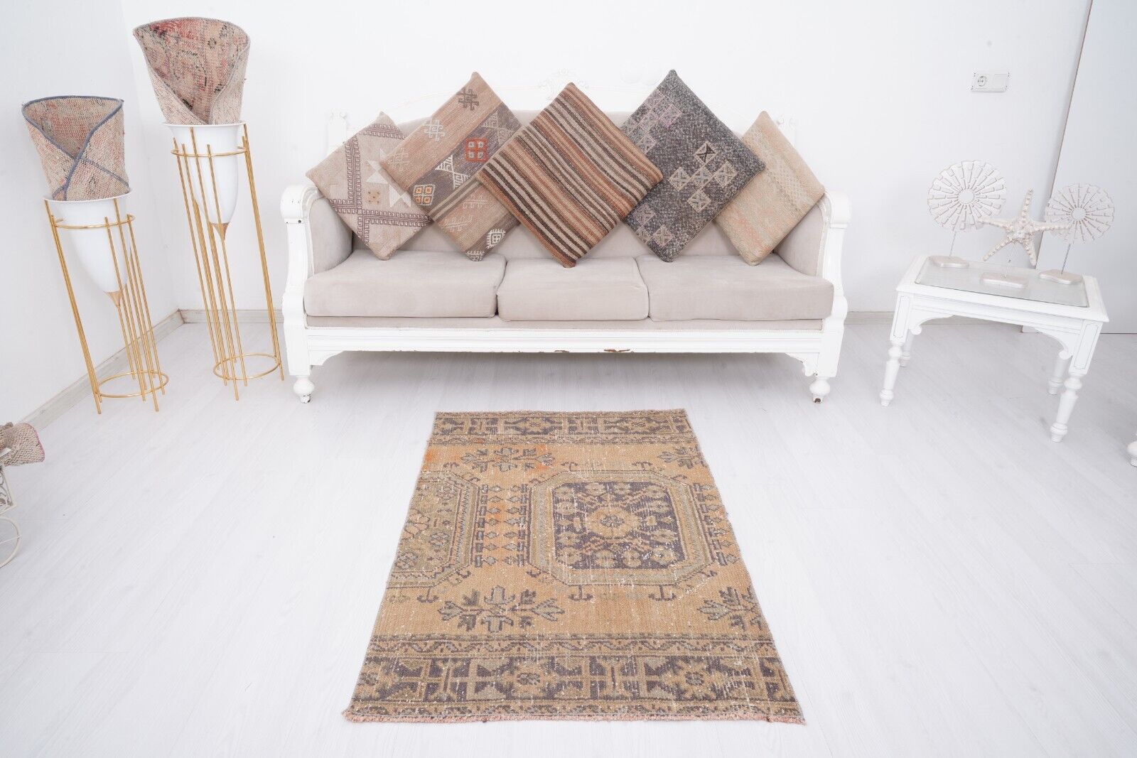 Turkish Vintage Rug Handmade Carpet Oriental Floor Antique Area Rug 3 x 4 528