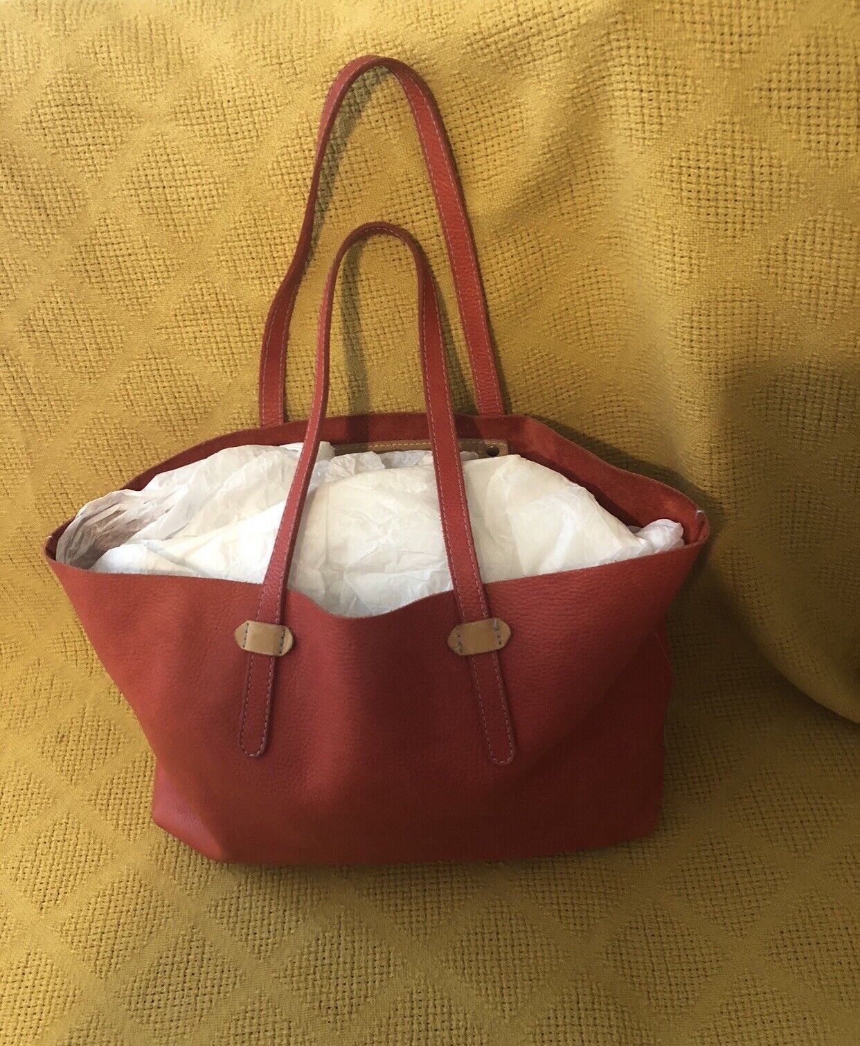 CONSUELA Soft Leather Red Handbag - New w/ Minor Defects.
