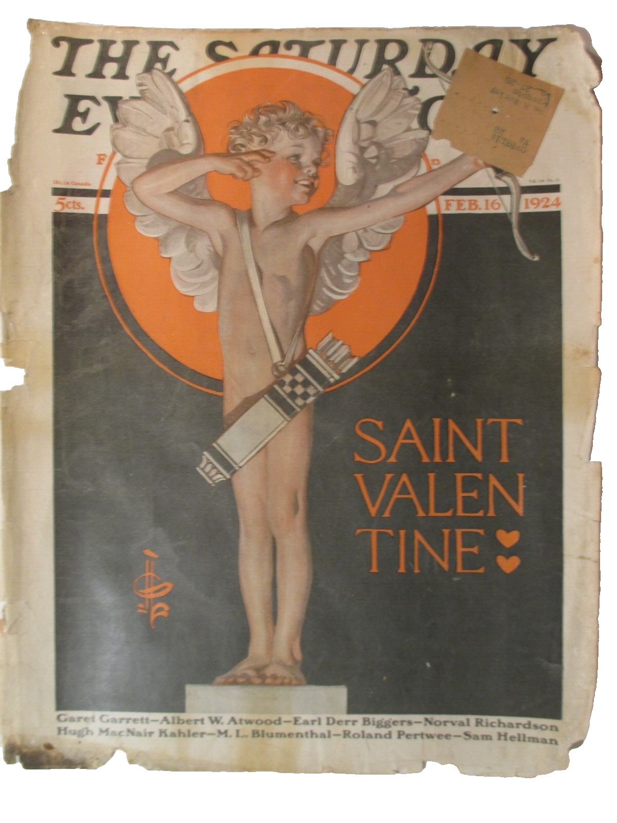 J.C. Leyendecker  Saturday Evening Post Cover Saint Valentine Feb. 16 1924