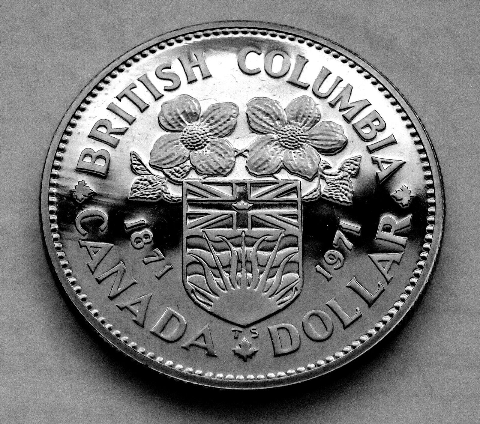 Canada 1871-1971 Proof-Like British Columbia Centennial Nickel Dollar