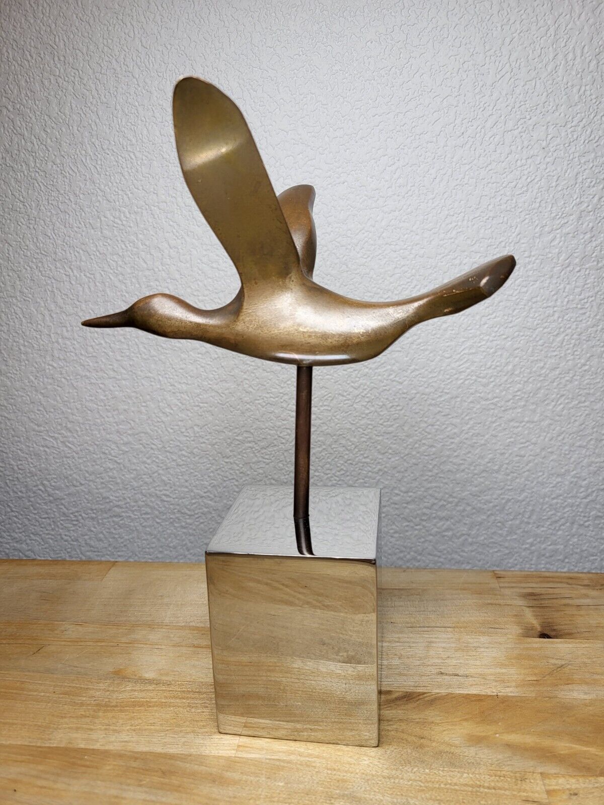 Vintage Bronze Bird Sculpture 9” - Original - Signed Yolanda Lins D\'Augsburg