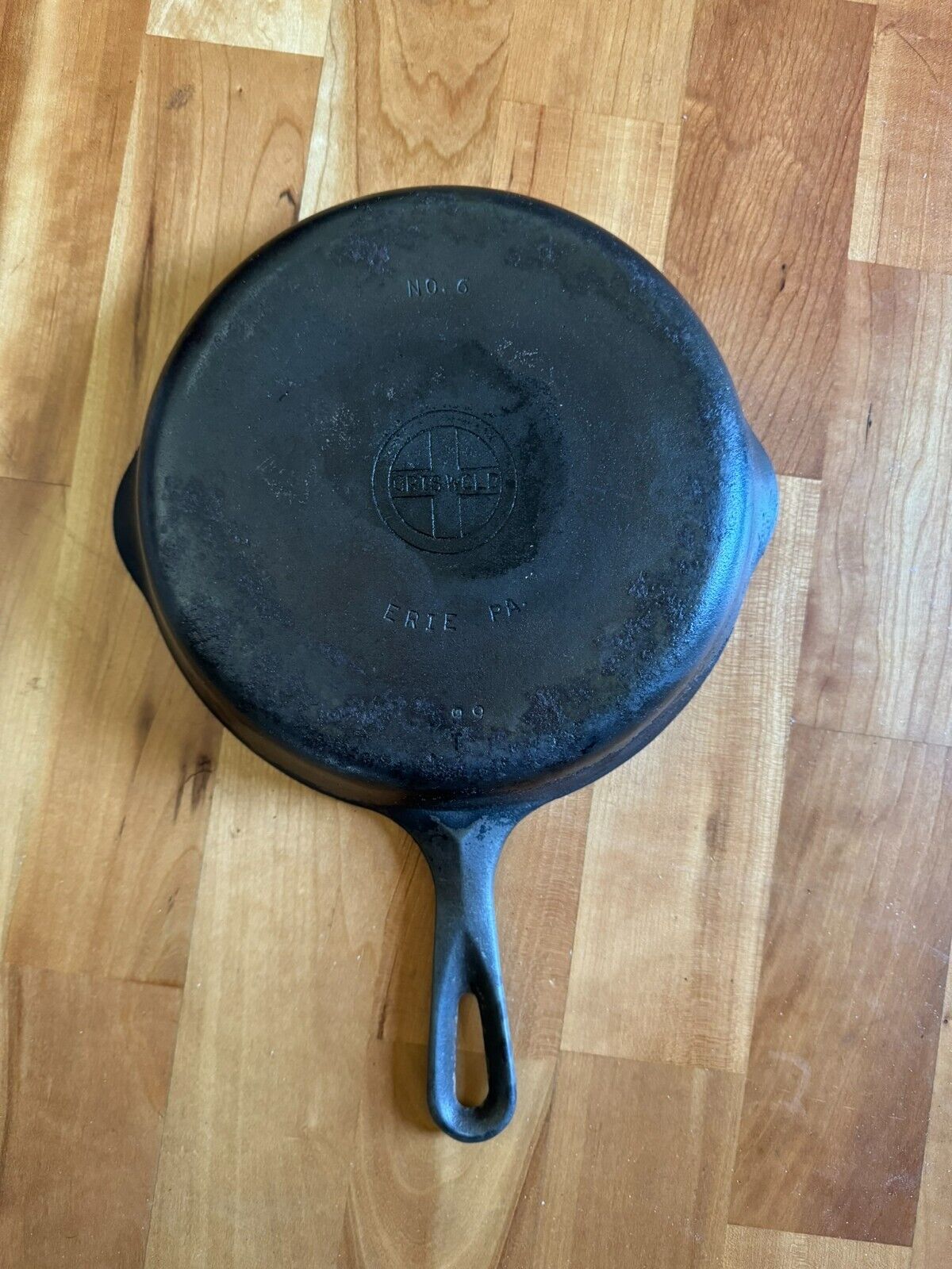 Rare Vintage Griswold Cast Iron  No. 6 Skillet Smooth Bottom 699 T Erie, Pa.