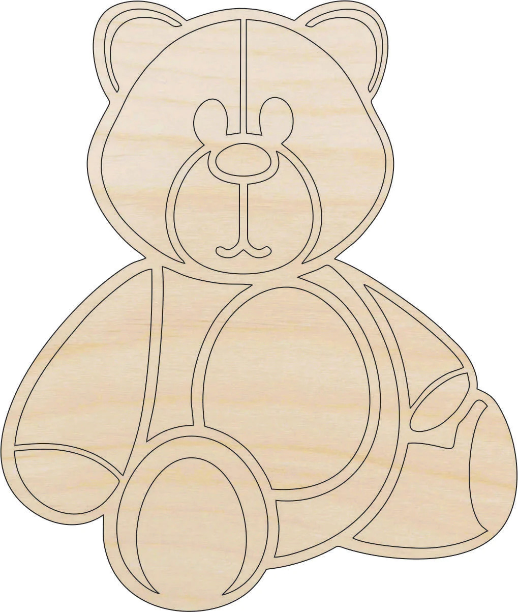 Teddy Bear - Laser Cut Out Unfinished Wood Craft Shape TOY39