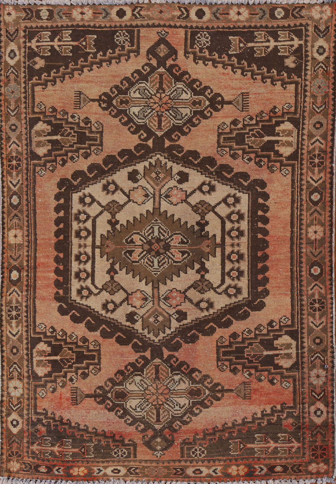 Vintage Geometric Hamadan Traditional Rug 3x5 Handmade Wool Carpet