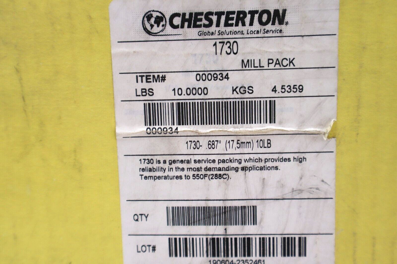 CHESTERTON 1730 MILL PACK MECHANICAL PACKING 0.687in 17,5mm 10LB STOCK #1120A
