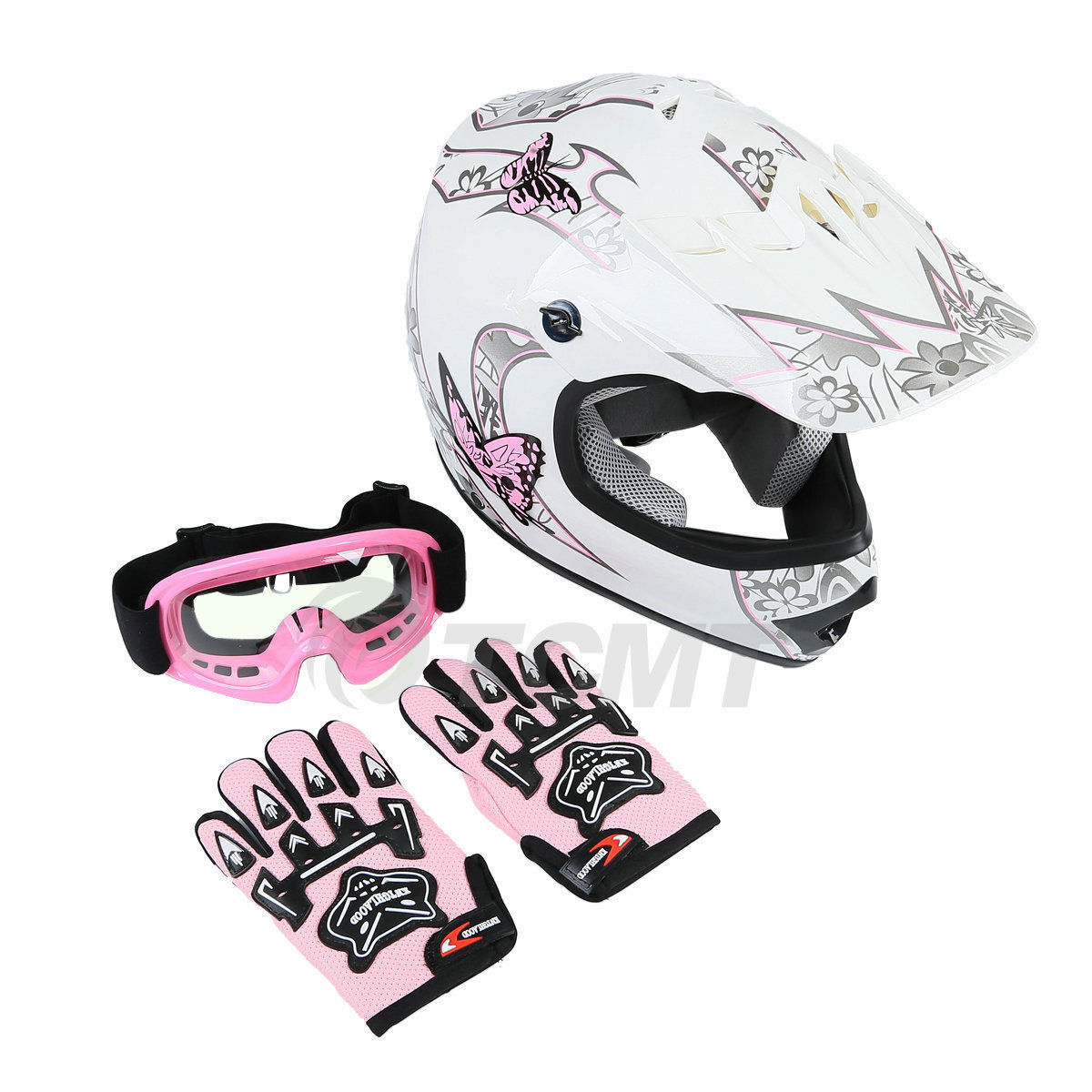 DOT Youth Kids Dirt Bike ATV Motocross Helmet Goggles+Gloves 5 Colors S~XL