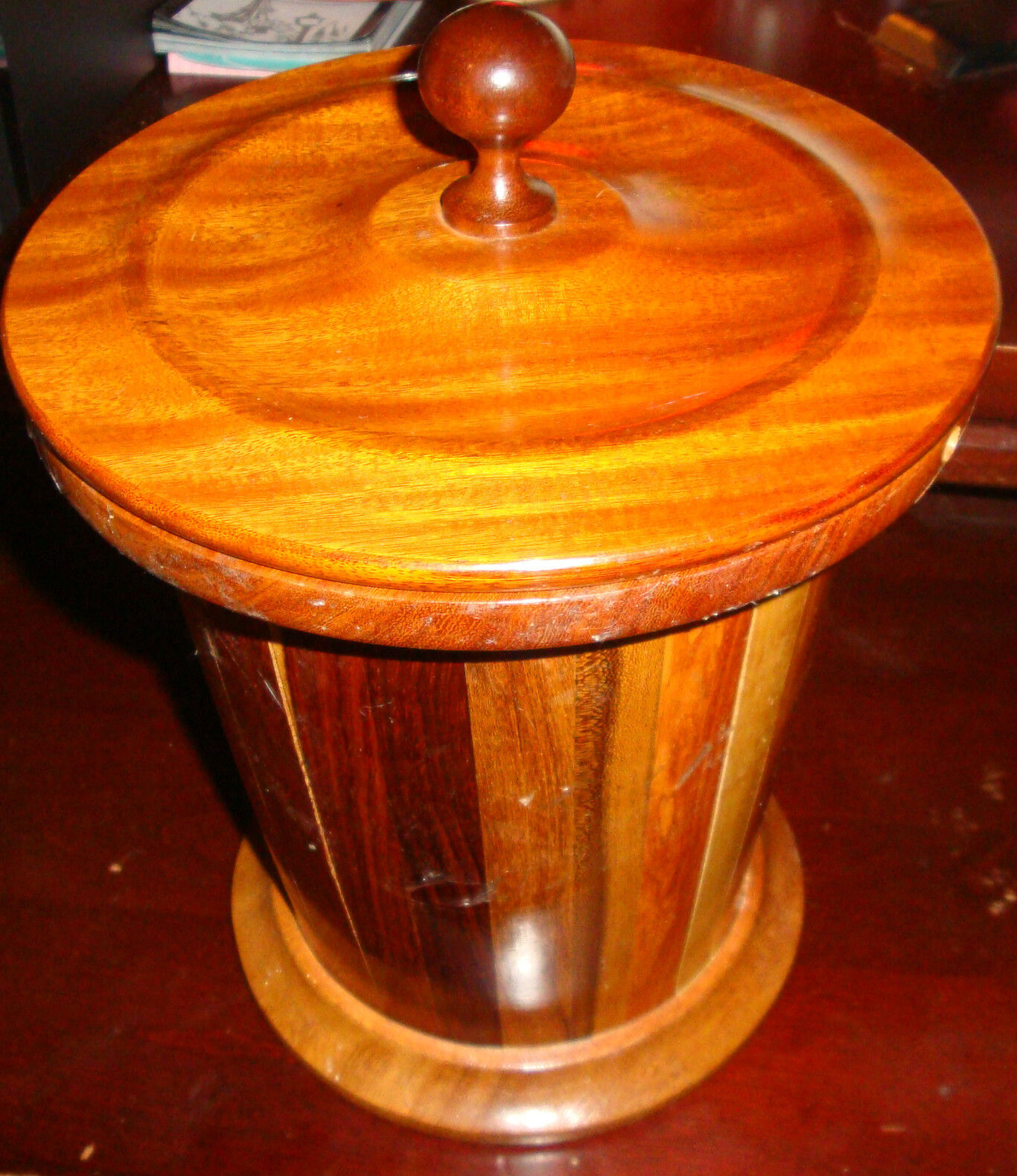 Beautiful Vintage WOOD Wooden Barware ICE Bucket SOLD AS IS 11\