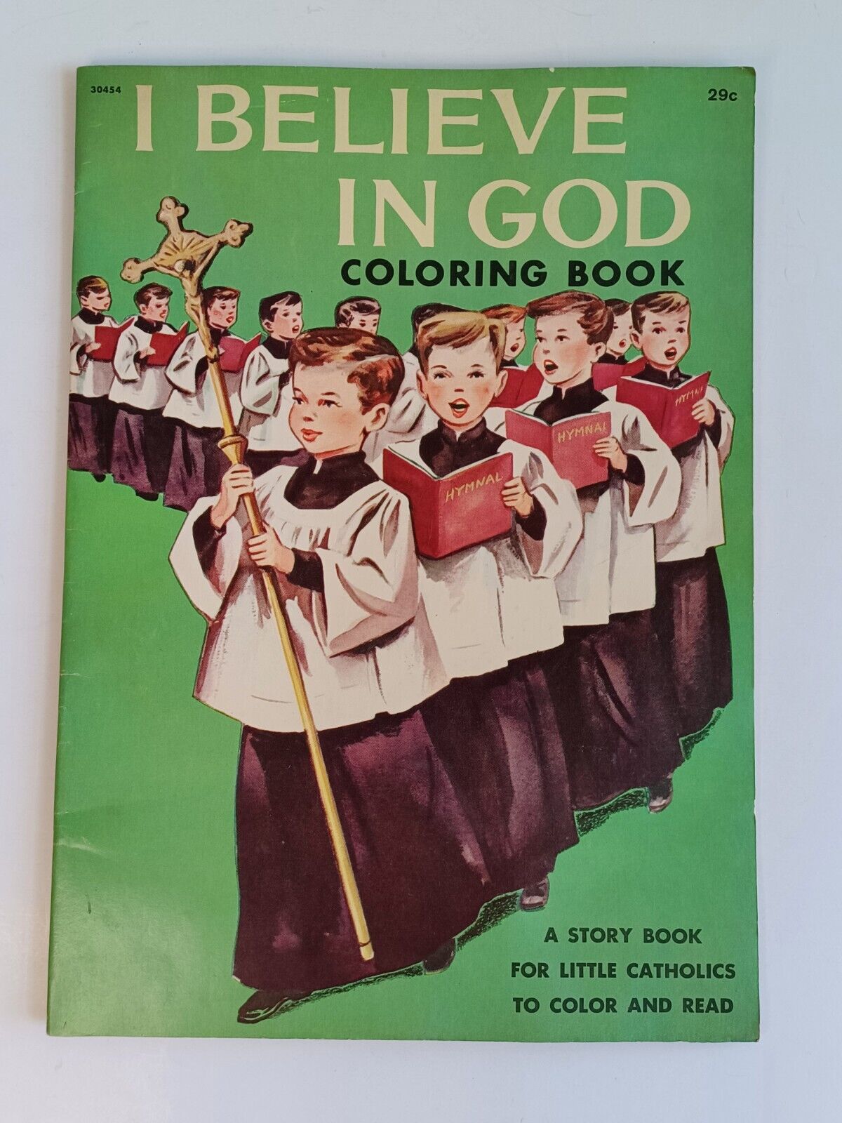 Vintage 1954 Large Coloring Book I BELIEVE IN GOD For Little Catholics ~ Unused