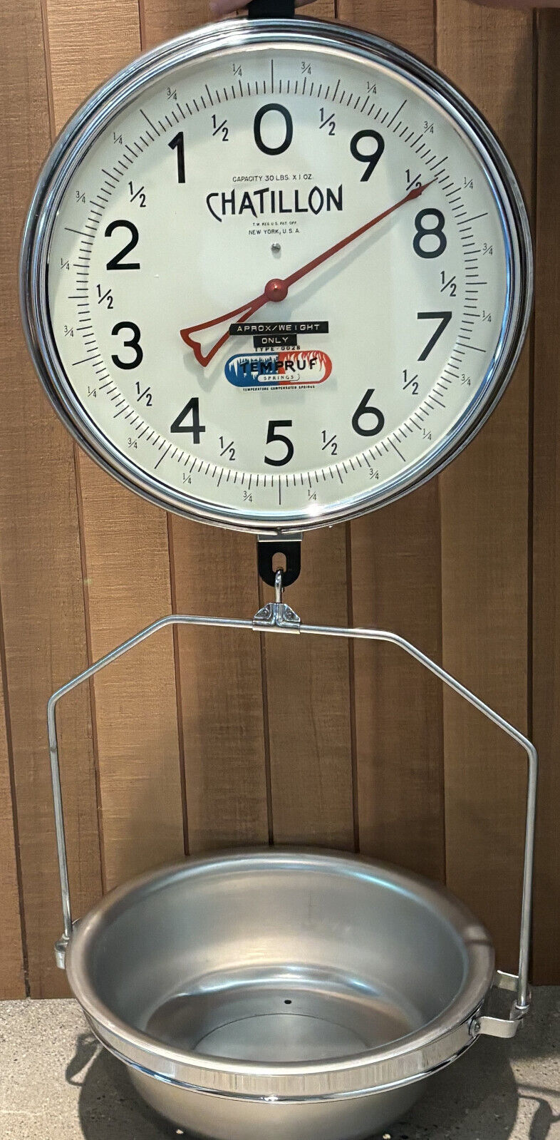 Vintage Grocery Produce Hanging Chatillon Scale with Tub
