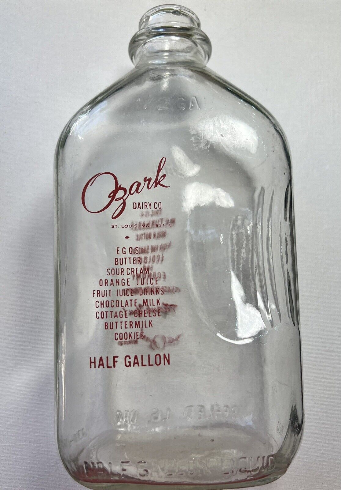Vintage 1/2 Gallon Milk Bottle Ozark Dairy Co St. Louis Missouri