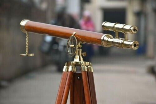 Stylish Solid Brass 39 Inch Telescope With Wooden Tripod Stand Handmade Nautical