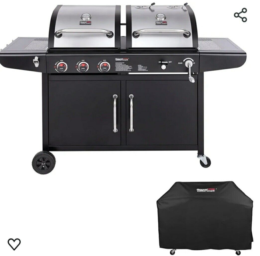 Royal Gourmet ZH3002C Dual Fuel 3-Burner Gas and Charcoal Grill Combo with Cover