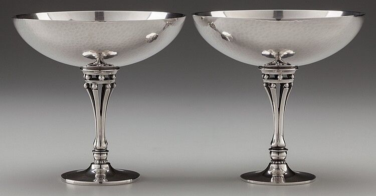 A PAIR OF GEORG JENSEN SILVER COMPOTES, Designed by Har Lot 75157