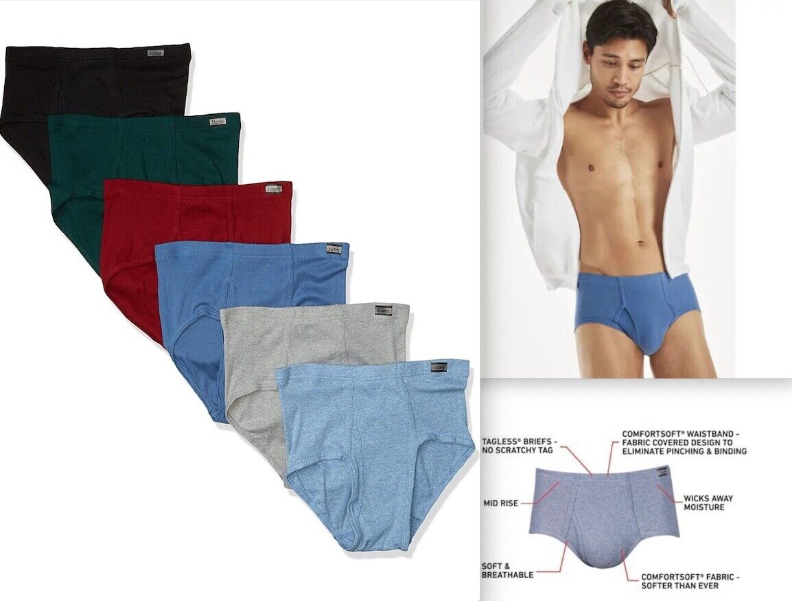 3 or 6 pack Hanes Men's Underwear Briefs Pack Bikini Mid-Rise, Moisture-Wicking