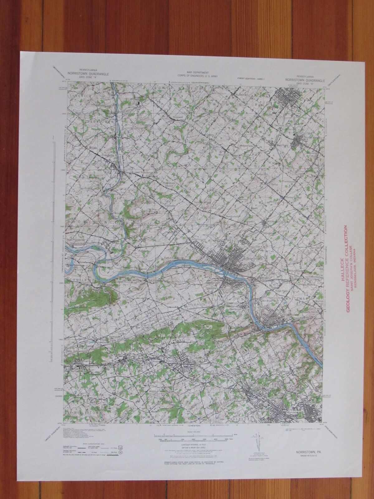 Norristown Pennsylvania 1943 Original Vintage USGS Topo Map