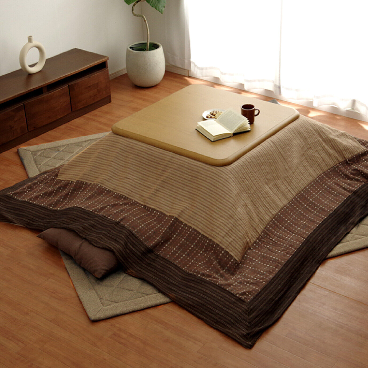 IKEHIKO Cover for Kotatsu Futon Japanese Quilt Cover Comforter Table Brown 1449