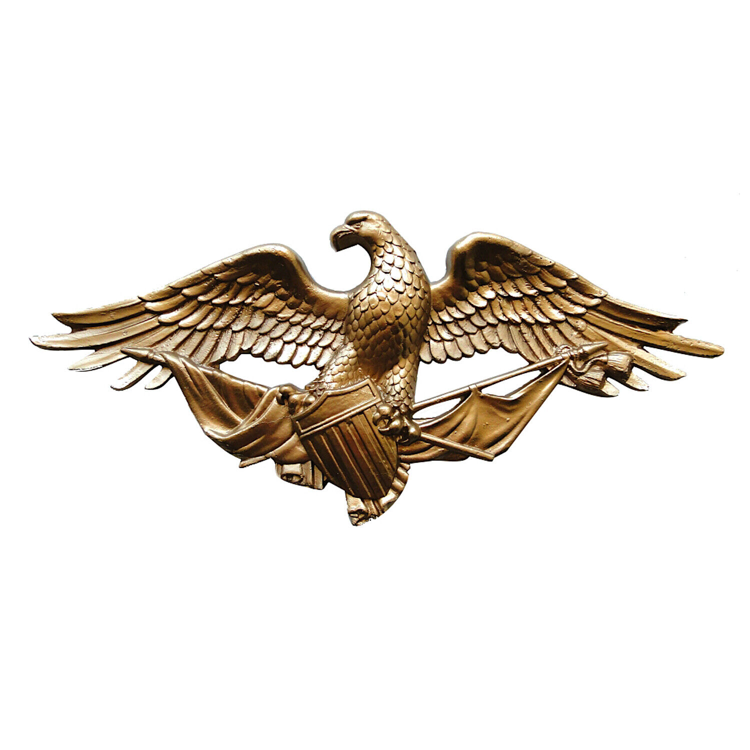 American Eagle Wall Plaque in Painted Gold 28 Inch