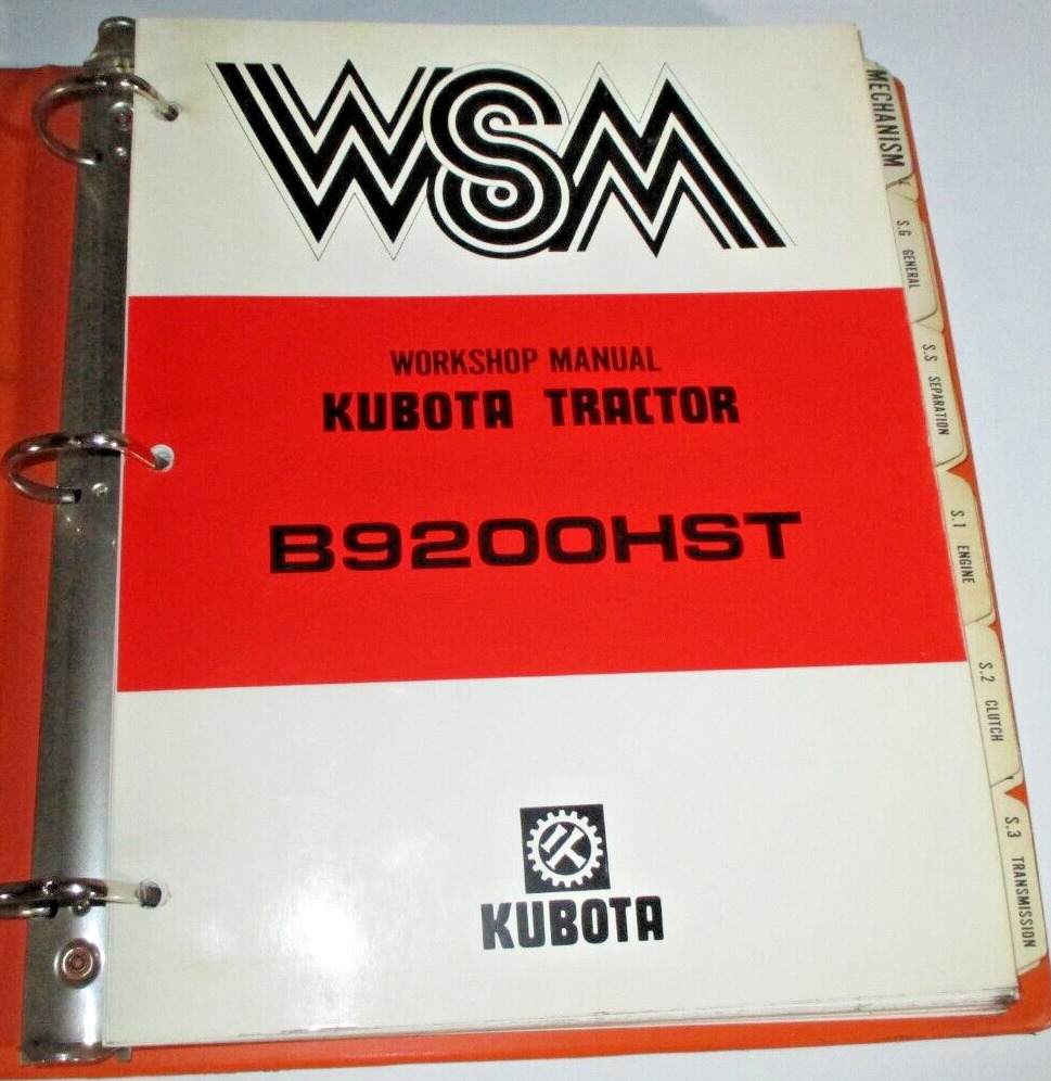 Kubota B9200HST Tractor Service Shop Repair Workshop Manual ORIGINAL 6/86