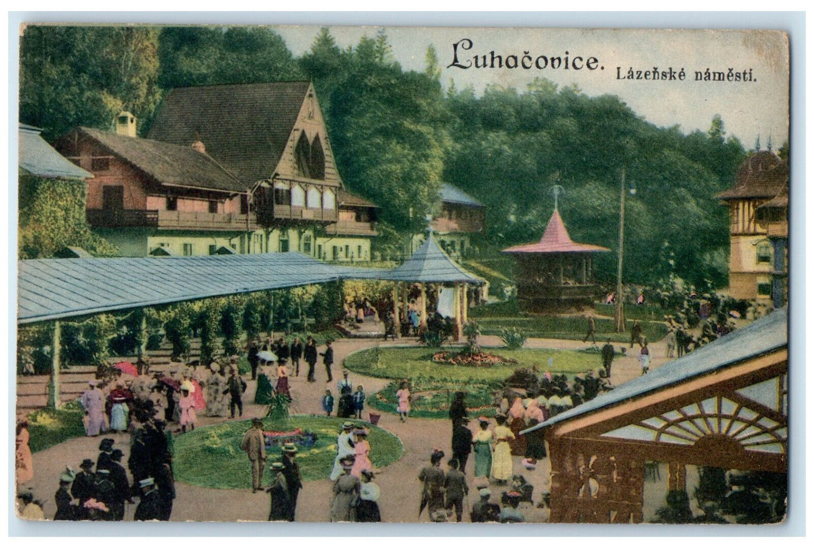 c1910 Luhacovice Lazenske Namesti Czech Republic Antique Unposted Postcard