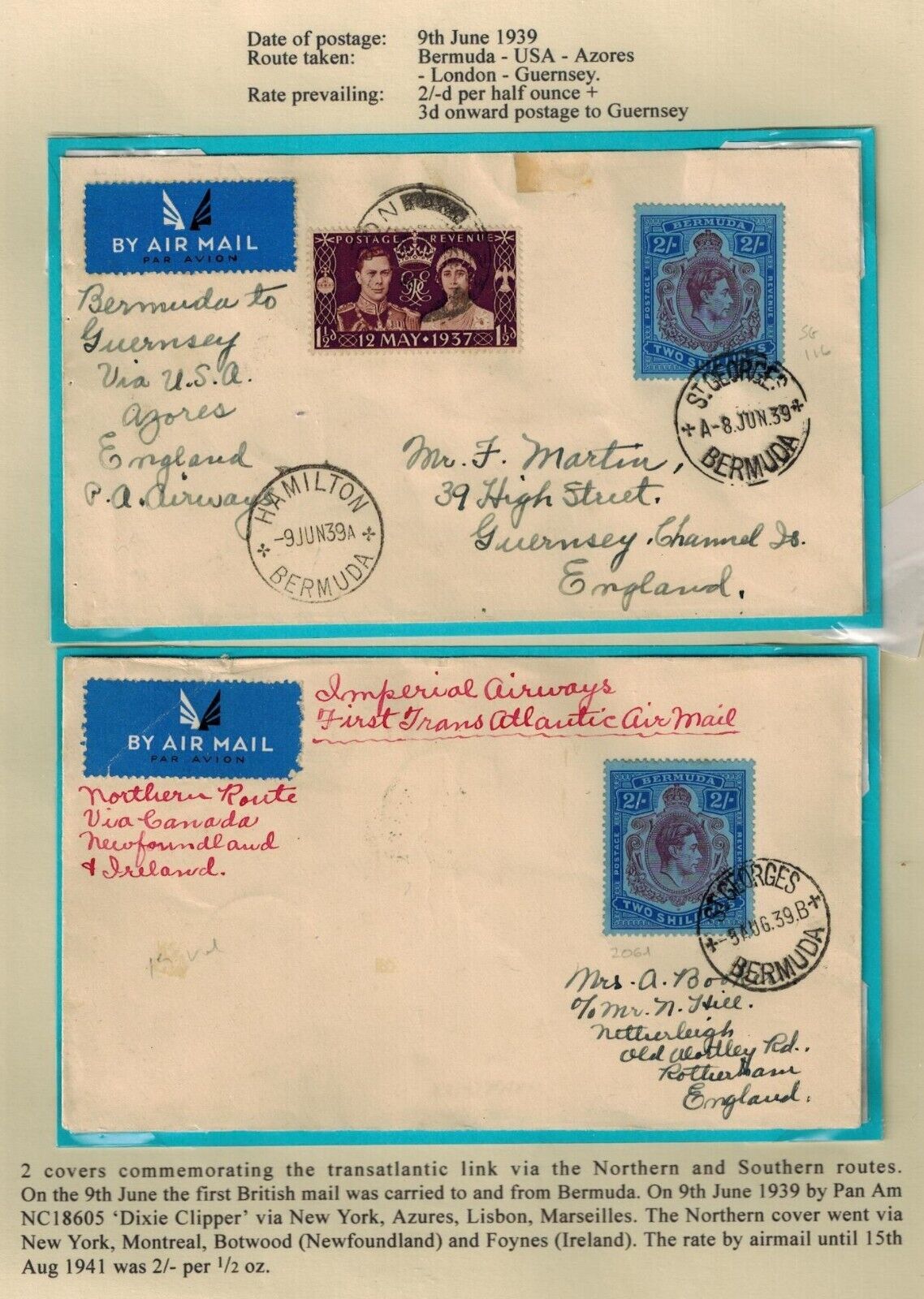 Bermuda to England By w/ Bermuda 2 Shilling and GB postage RARE