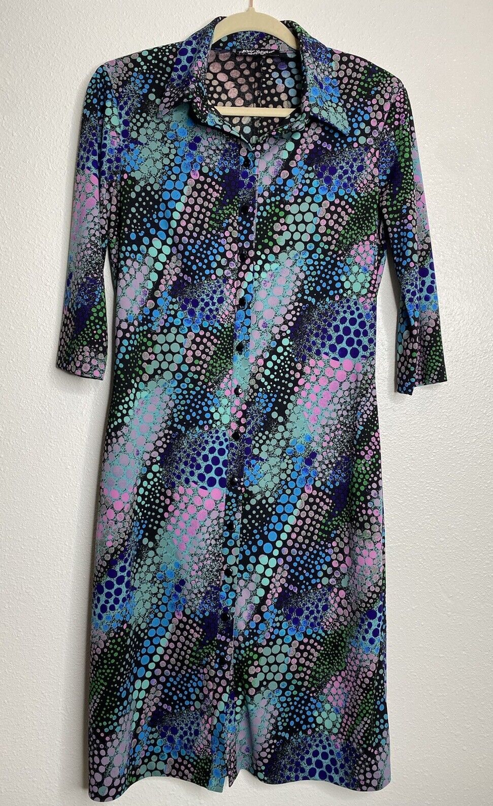 Vintage 90s Y2K Betsey Johnson New York Geometric Midi Dress Size L