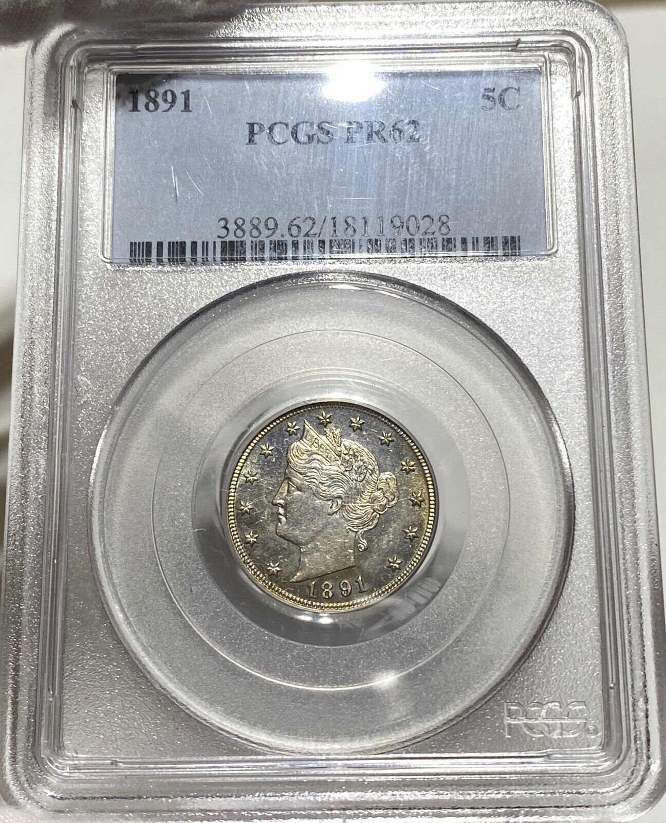 PROOF 1891 Liberty V Nickel PCGS PR62 Neat Type Coin See Video RNEM
