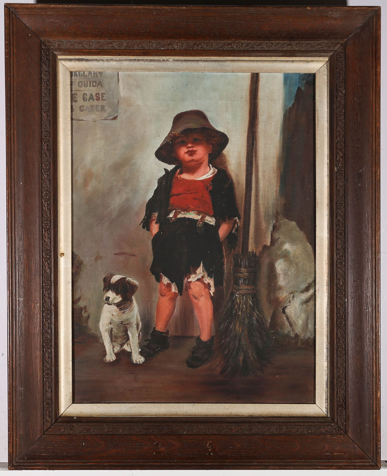 Early 20th Century Oil - Young Chimney Sweep And His Dog