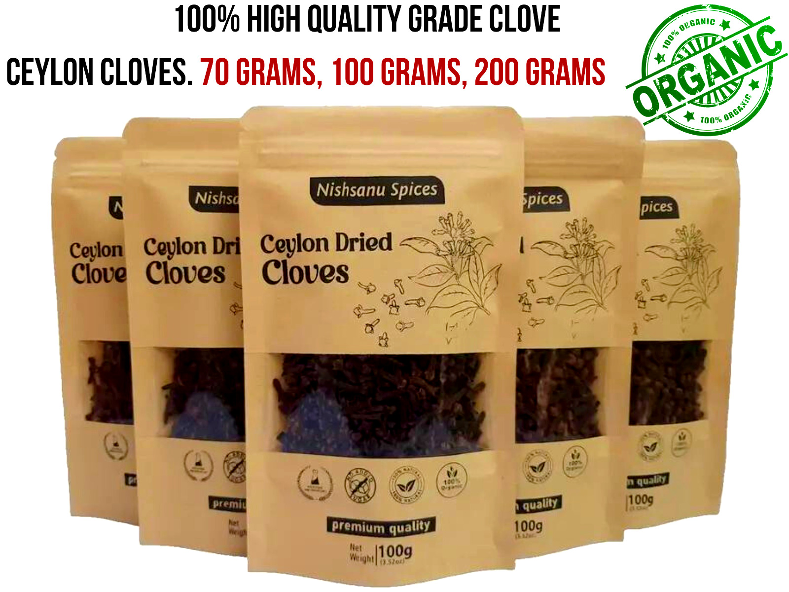 Organic Cloves Whole Dried Freshly Natural High Quality Pure Herb 70g - 1kg