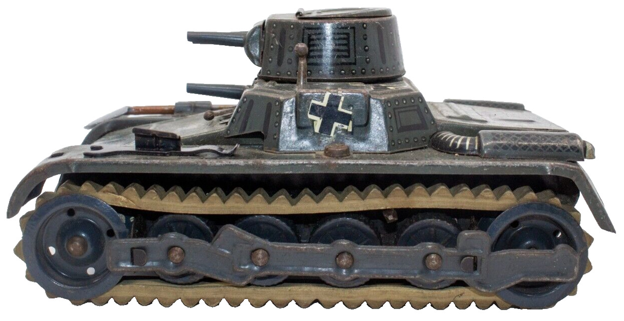 Vintage Pre-War Gama Clockwork Panzer I Tin Lithographed Tank
