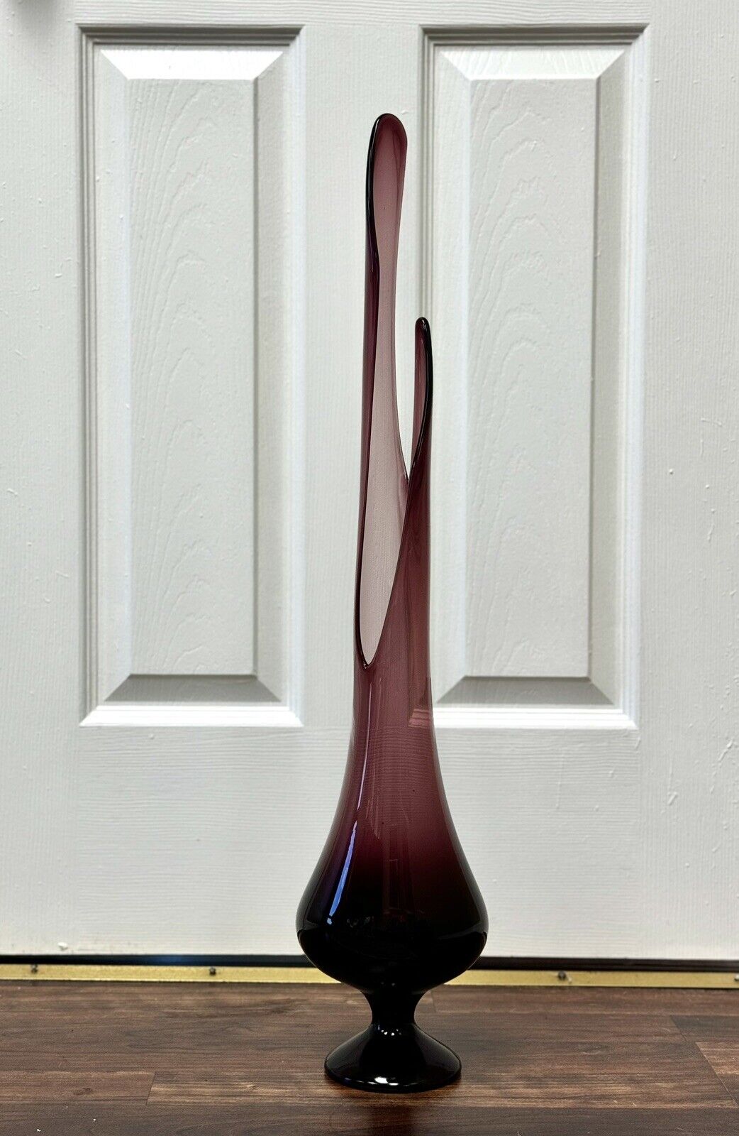 RARE Amethyst Purple•LE Smith Smoothie Pedestal Swung Vase•28 In•MCM•Collector