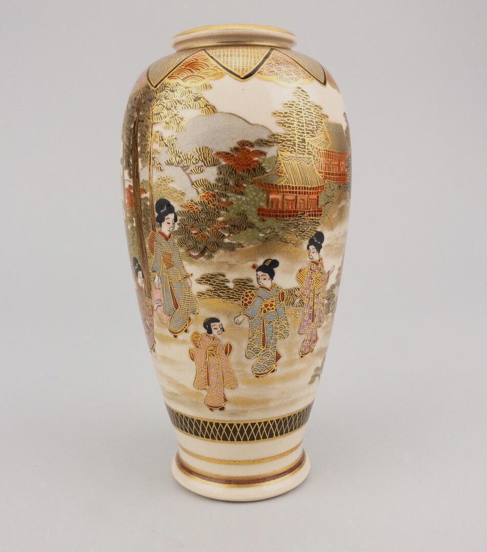 Antique Japanese Satsuma Meiji Vase Signed Hakusan 白山 high quality