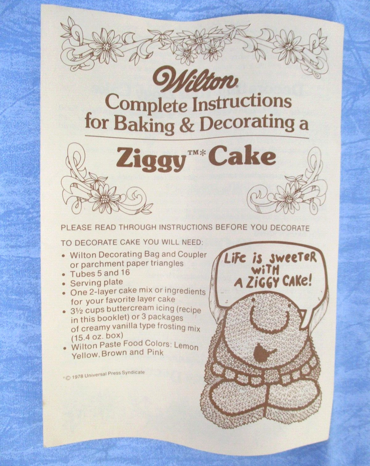 Vintage Wilton Ziggy Cake Mold Instruction Booklet