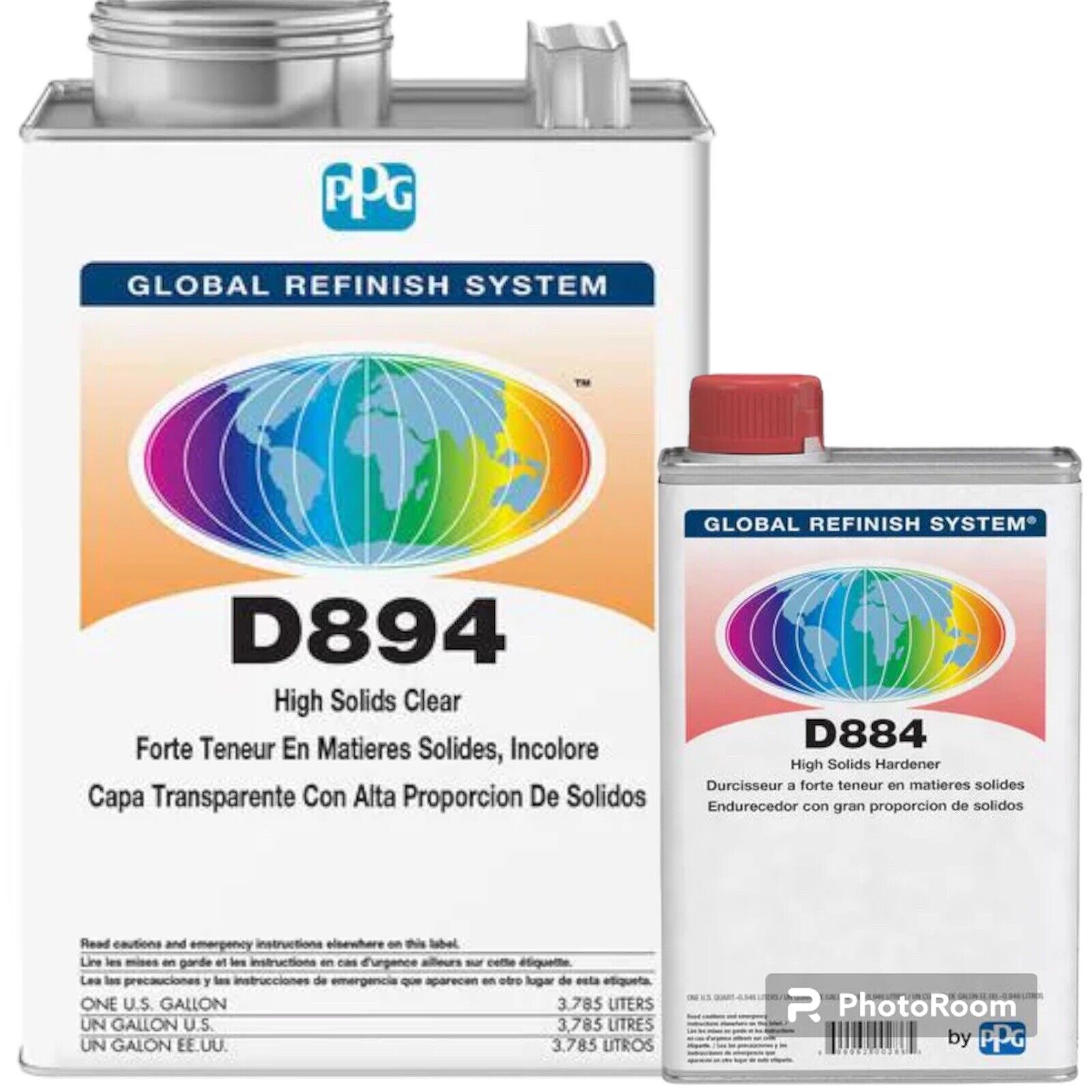 D894  PPG Global Refinish System High Solids Clear Gallon, D884 Hardener Qt
