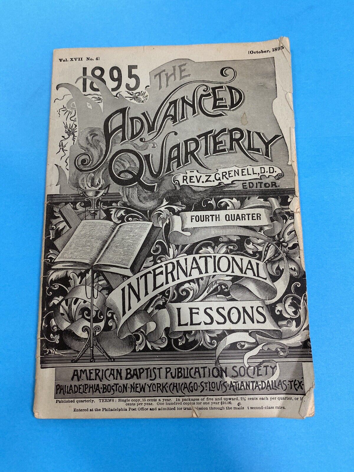 Antique 1895 The Advanced Quarterly American Baptists Society Booklet october