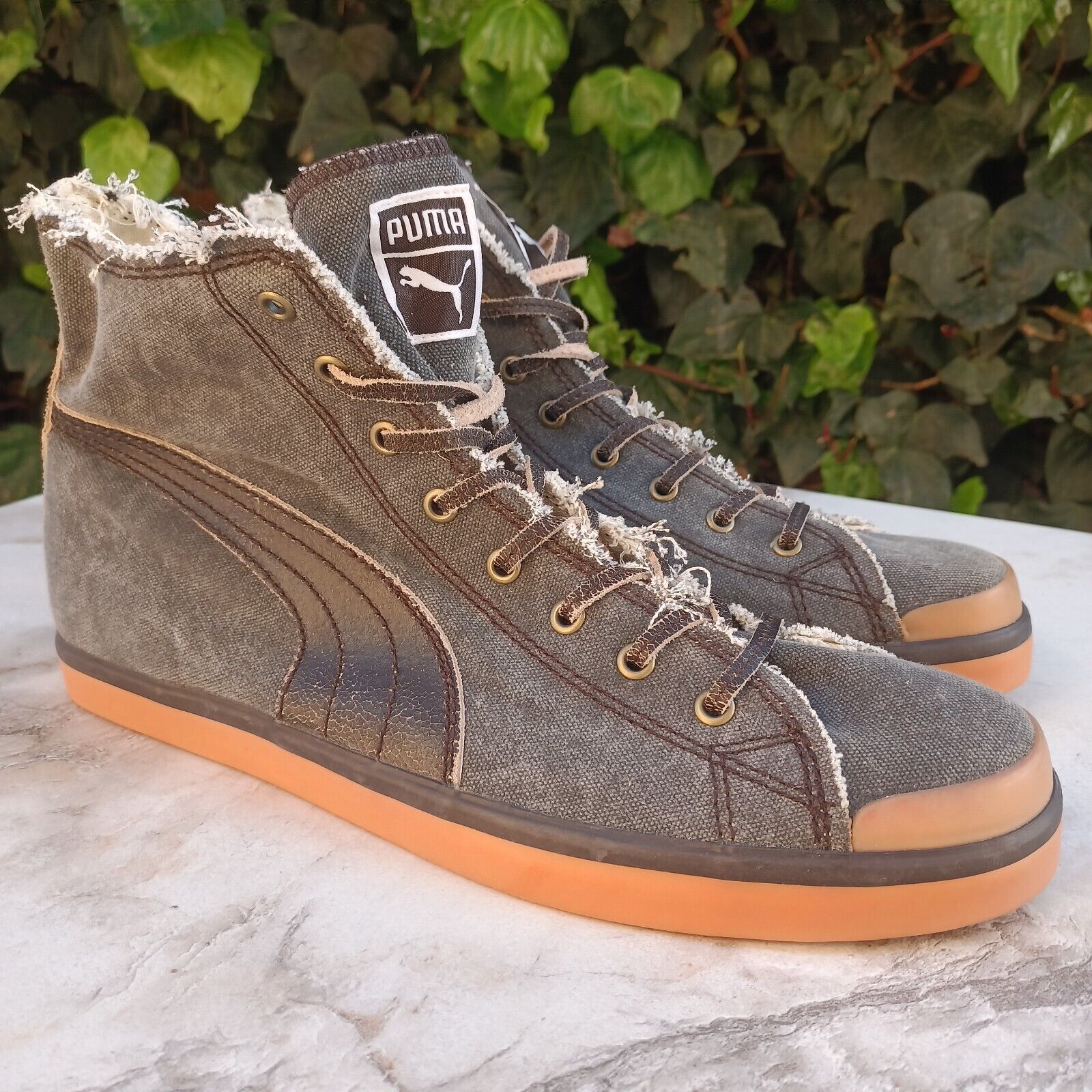 Rare Retro PUMA Canvas & Leather Sneakers Men\'s 11 Gray/Black NEW OLD STOCK