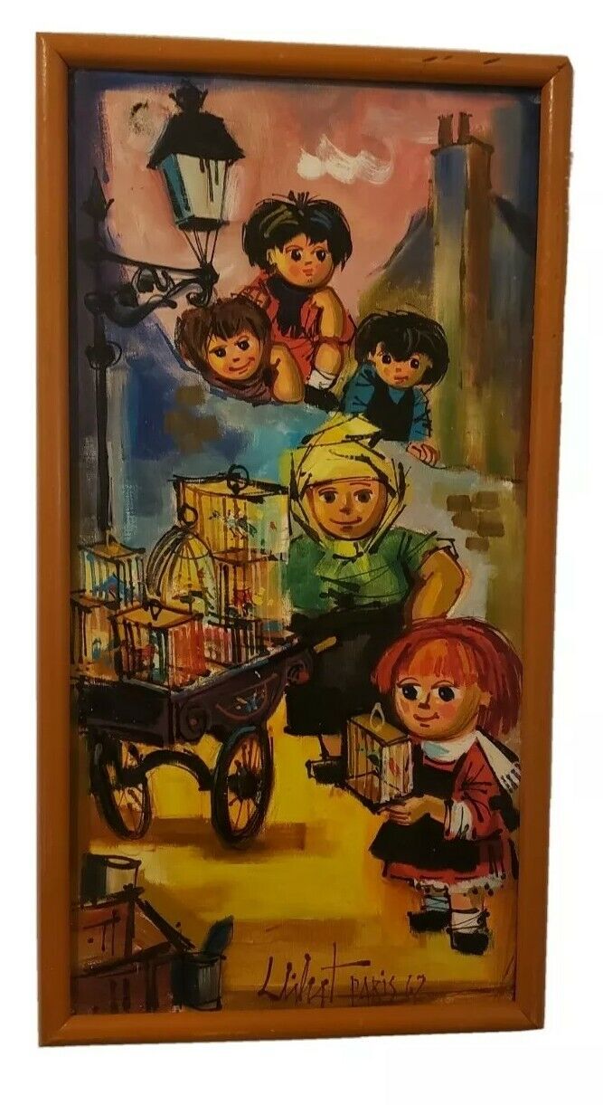  Vintage Delightful  Oil On Canvas Painting  Illustration Of Kids  Paris 1962